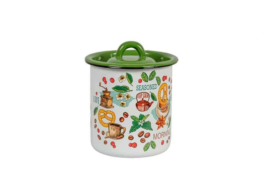 Enamel Steel Storage Canister with Lid, 1L