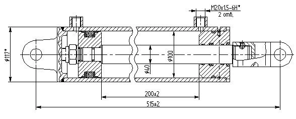 Hydraulic Cylinder 1141.00.00.00 (100x40-200 mm), 16MPa