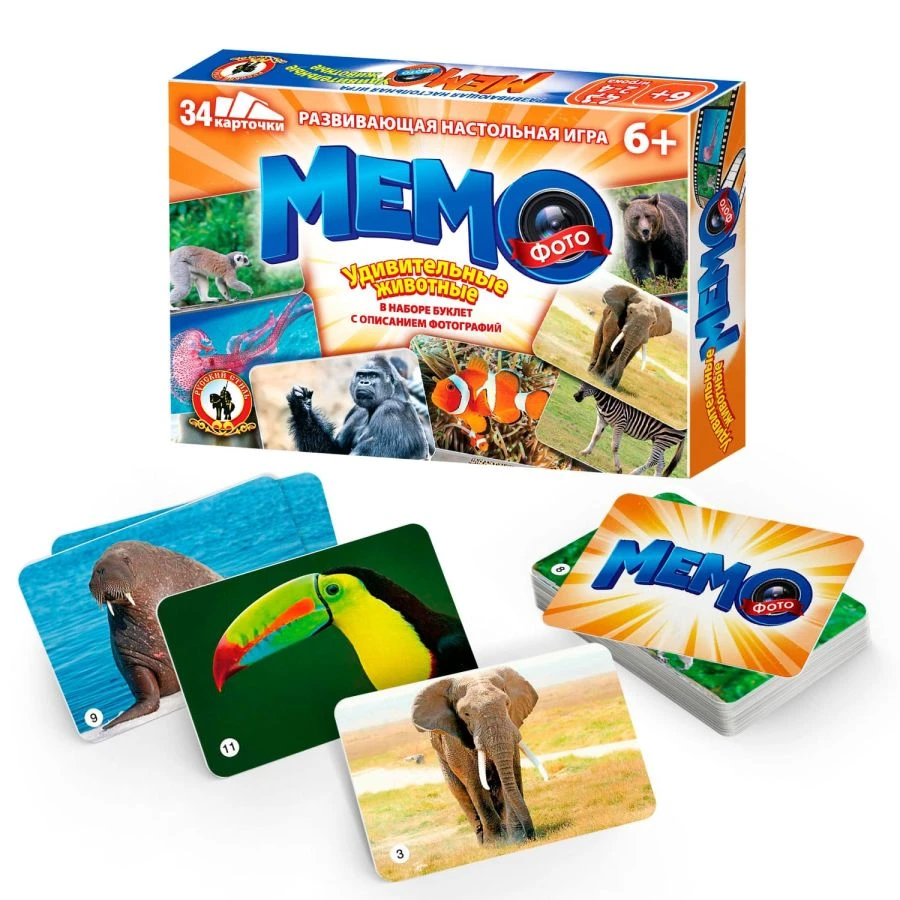 Amazing Animals Memory Game - 34 Cards