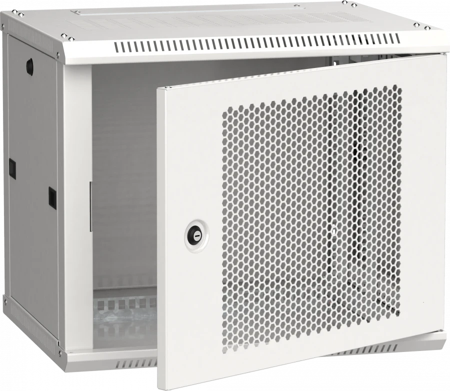 خزانة LINEA W 6U مثبتة على الحائط 600x450 مم باب مثقب RAL7035