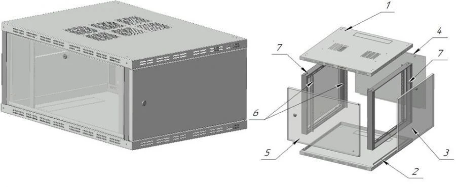 خزانة اتصالات معلقة 19" ش.ت-س-6U-600x850-مغ