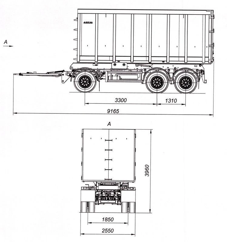 Tri-Axle Dump Scrap Trailer 8596-03 with HJD13Y30S18-1840T16-060 Axles, 12 Ton Capacity