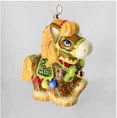 Handmade Glass Christmas Ornament "Colorful Pony
