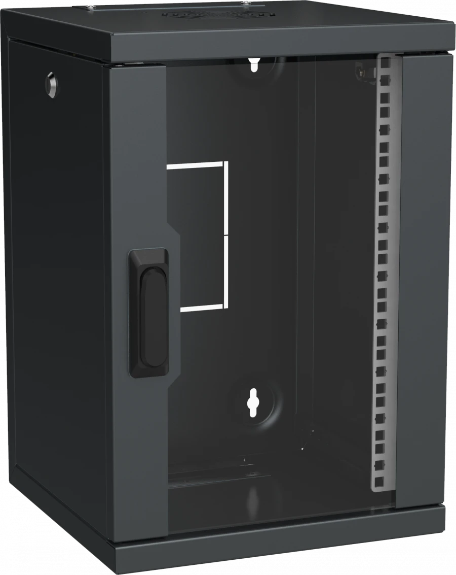 خزانة حائط ITK LINEA WS 10" 9U 320x310 مم مع باب زجاجي أسود