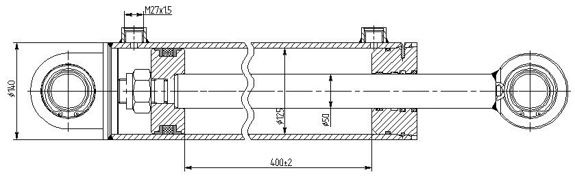 Hydraulic Cylinder 1145.00.00.00 (125x50-400 mm) 16 MPa
