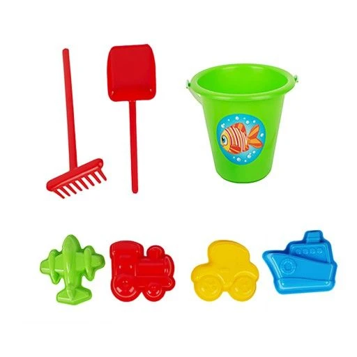 مجموعة ألعاب الرمل الكرتونية "هل نذهب؟ هل نذهب!" مع 4 قوالب، مجرفة، مشط، ودلو