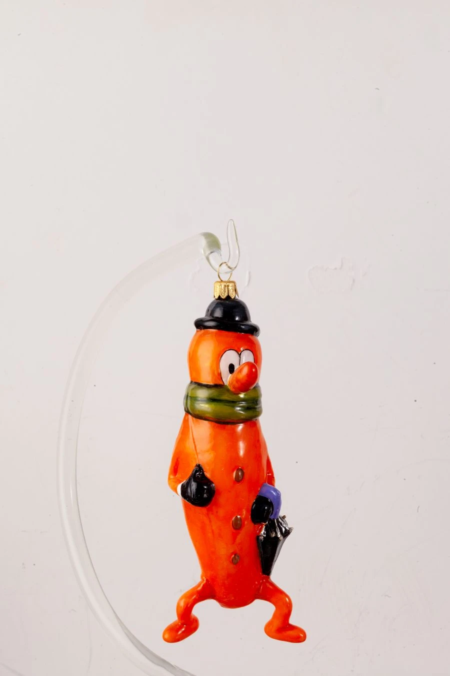 Handmade Glass Christmas Ornament "Detective Carrot