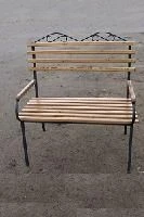 مقعد خارجي معدني، خشب صنوبر 120×30×45 سم