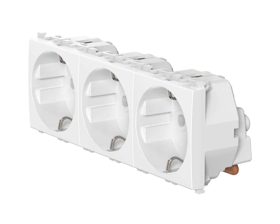 CADUCEUS ALING Experience Triple Socket with Grounding, 3x16A, 250V, White, Art. 74113.0