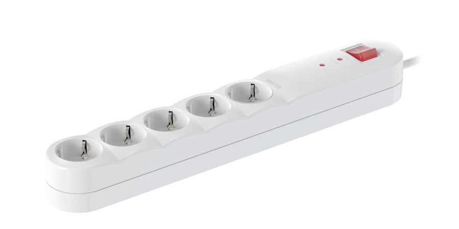 سلك تمديد فلتر الشبكة 5x16A مع مفتاح 2.3kW، 250V، 1.5م، أبيض، فن. 44701.0
