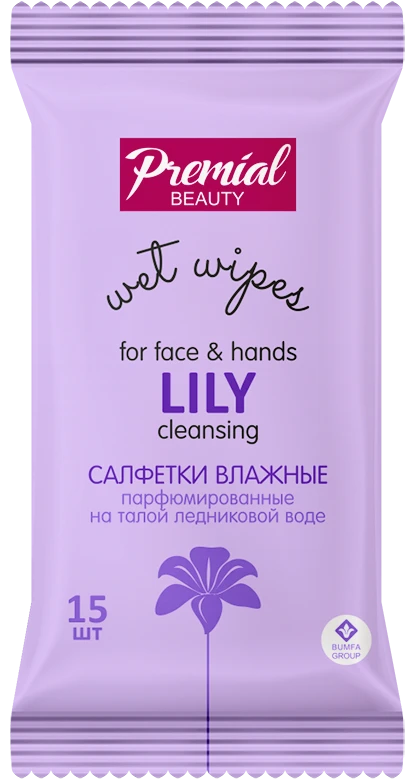 Aromatic Cleansing Wet Wipes with Lily Scent for Hand and Face Care PREMIAL La Fleur