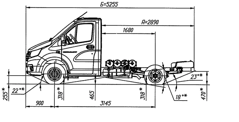 شاسيه GAZelle NN، تعديل A21R26، محرك ثنائي الوقود (بنزين/غاز CNG)