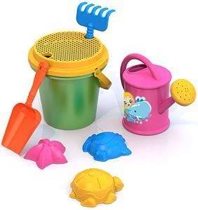 Colorful Sand Play Set #67 with Sea Molds, Bucket, and Tools