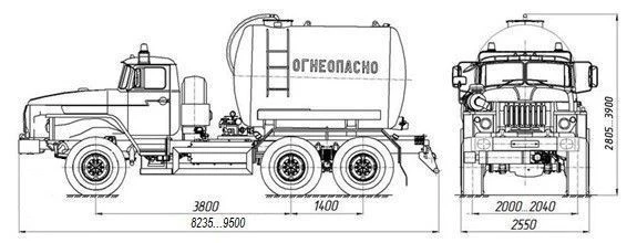 Oil and Gas Condensate Collection Tank AKN/AKNS 4680K6 on Ural 5557 Chassis