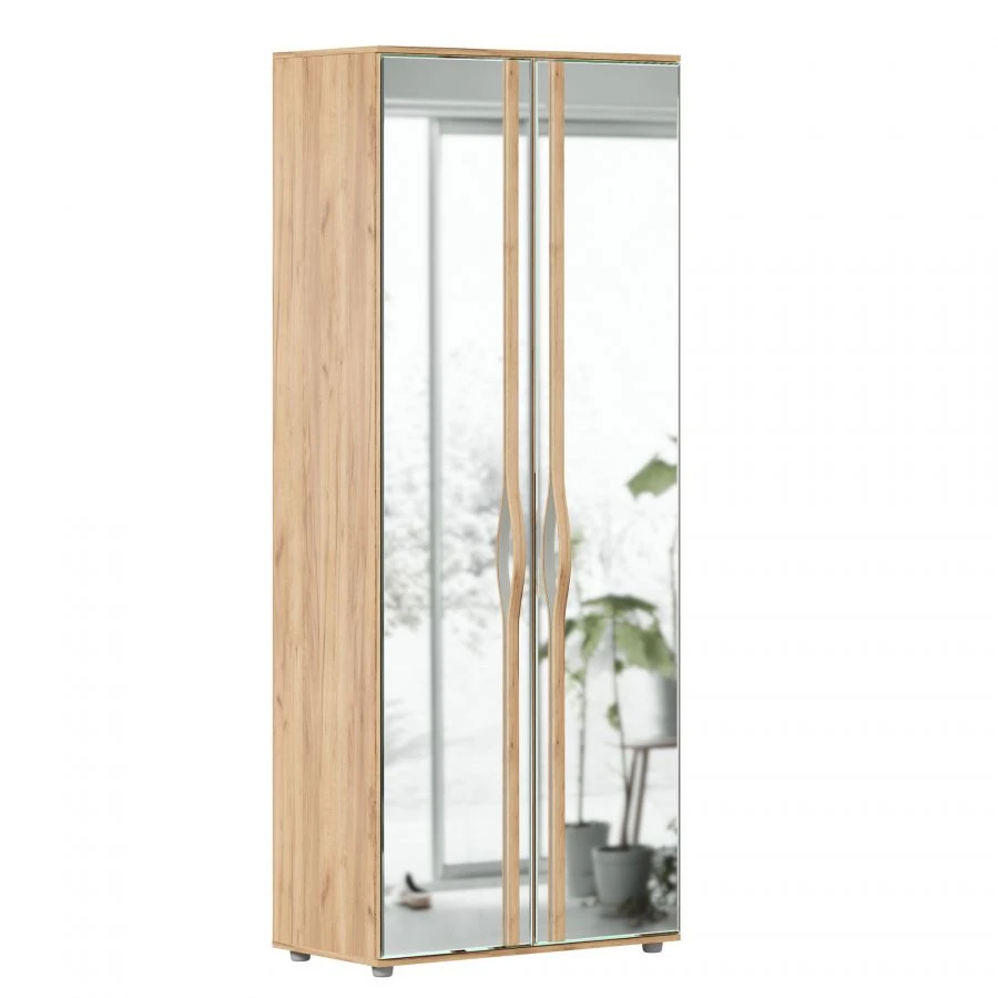 Two-Door Mirrored Wardrobe in Golden Oak/White - Marta-2 LD.136030.000