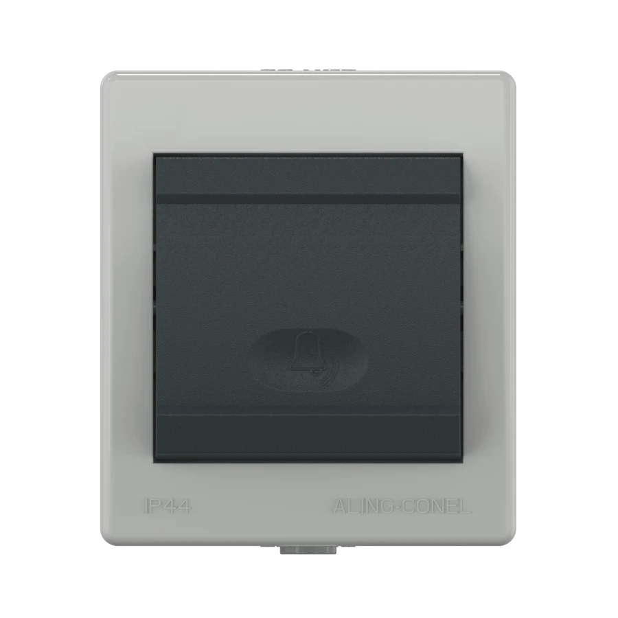 Single-Pole Caduceus Aling Power Switch for Open Wiring, 10A, 250V, IP44, Anthracite Grey, Art. 256.1A