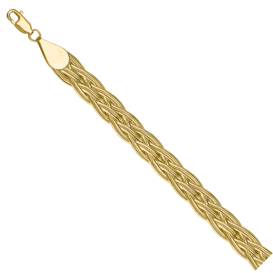 585 Gold Hand Decoration Bracelet - Green Almond Braid, Model NB17-272