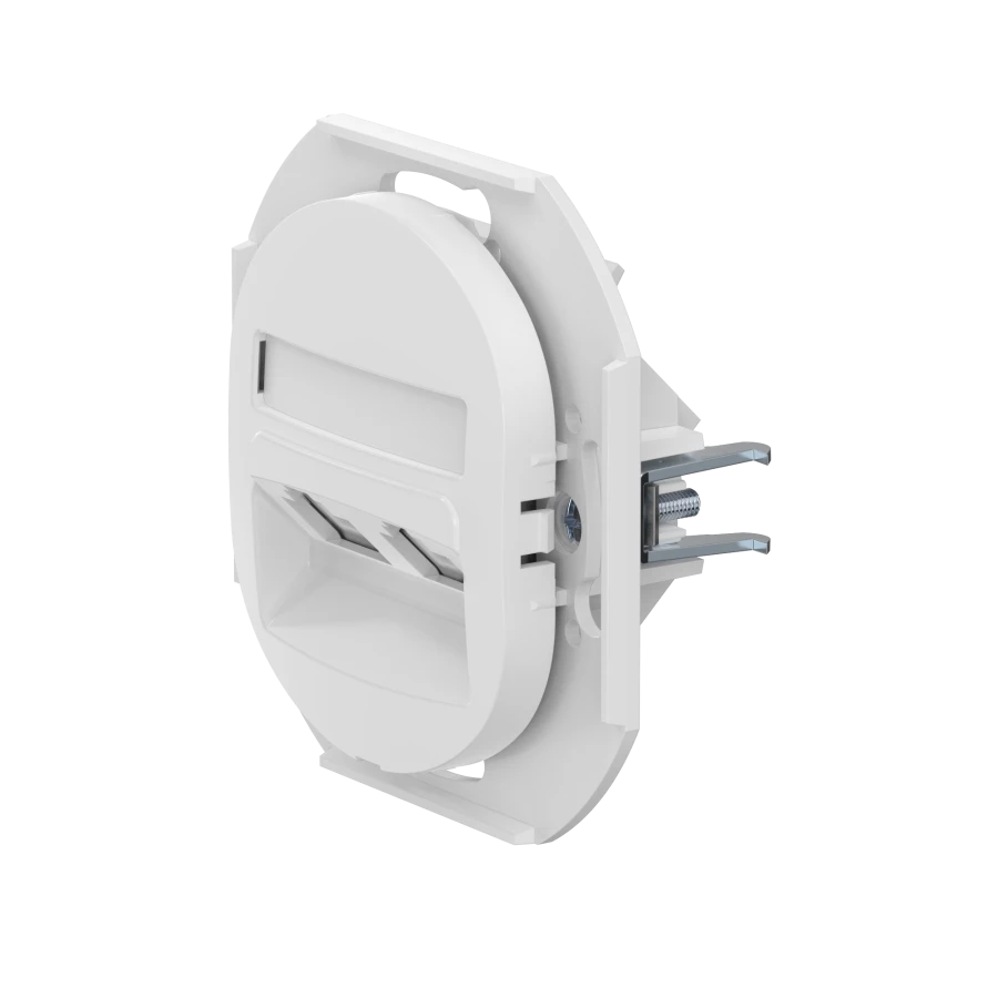 CADUCEUS ALING EON Double Hidden Installation Telephone Socket 2xRJ12 6P4C, White, Art. E613.0