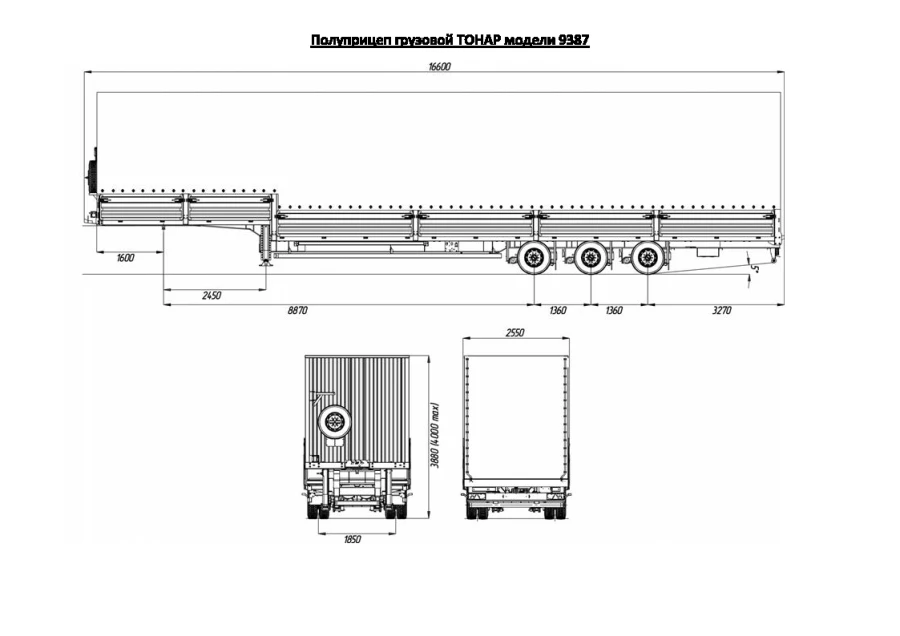 Tonar 9387 Cargo Semi-Trailer with Axles Model 90422, 90424, 90431