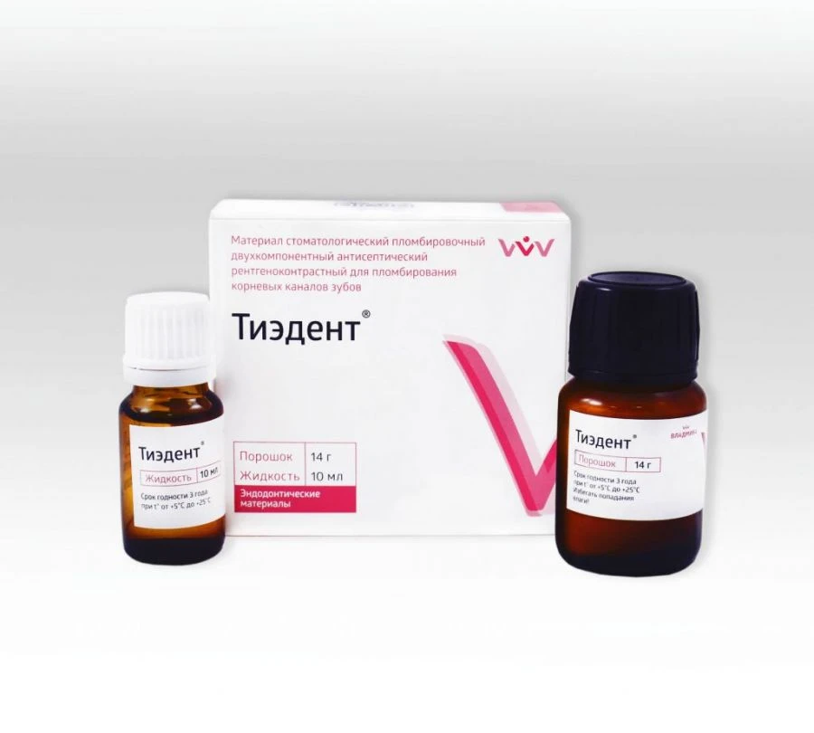 Two-Component Antiseptic Dental Filling Material for Root Canal Treatment "Tiadent
