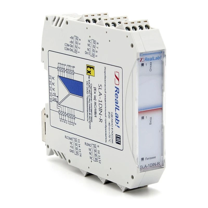 محول إشارة معزول آمن ضد الشرر مع مخرجات مرحل SLA-1DIN-R