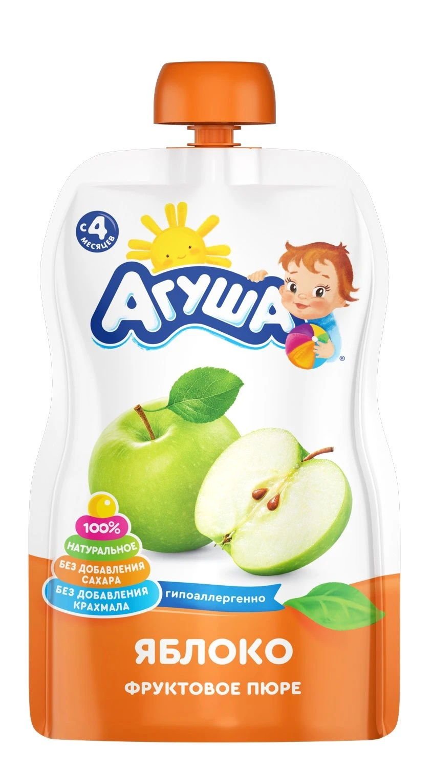 Homogenized Apple Puree, Agusha, 100g (Doypack)