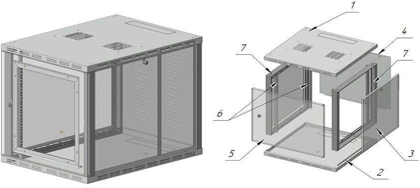 Wall-Mounted Telecommunication Cabinet 14U - Model ШТ-П-14U-600x700x1000-ПП