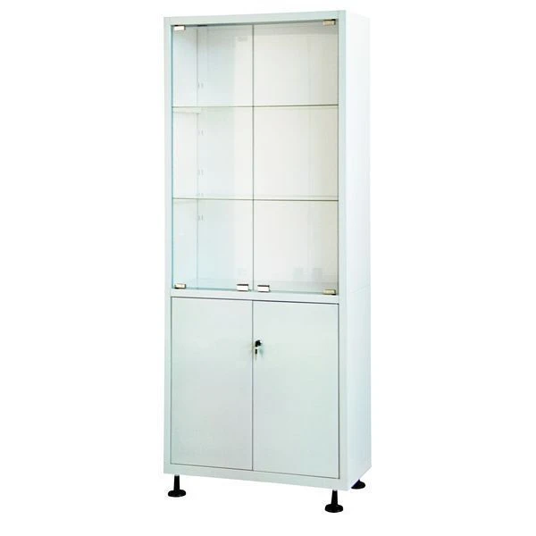 Medical Metal Cabinet Two-Section Double-Door with Glass-Metal Doors SHM-2.102 "Aibolit" TU 9452-0