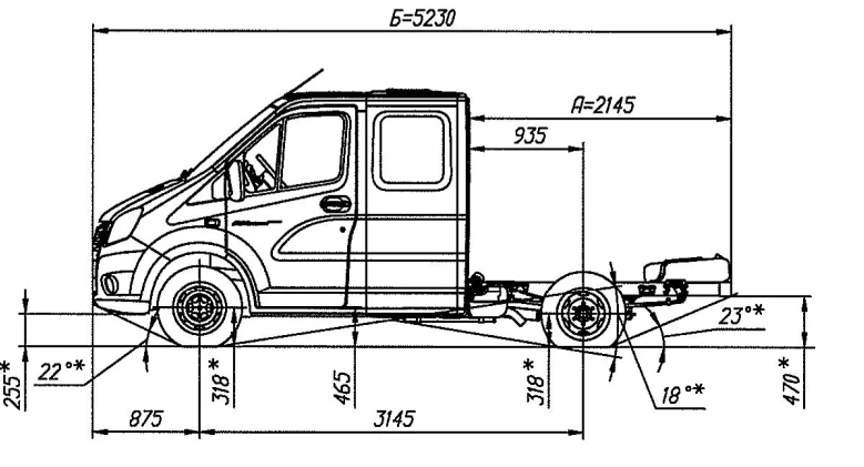 شاسيه GAZelle NEXT، تعديل A22R23 مع محرك بنزين