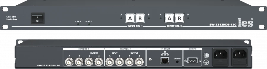 مفتاح ثنائي القناة 12G/3G/HD/SD-SDI 2 في 1 SW-2212HDAE-12G