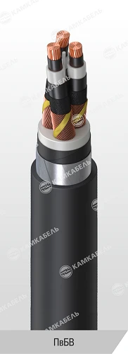 Power Cable with Copper Conductors and Cross-Linked Polyethylene Insulation, 10-35 kV, PVBV Model