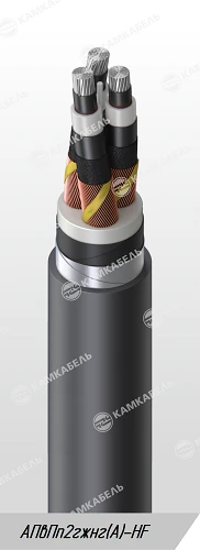 High Voltage Power Cable with Aluminum Conductors, AПвПп2гжнг Model