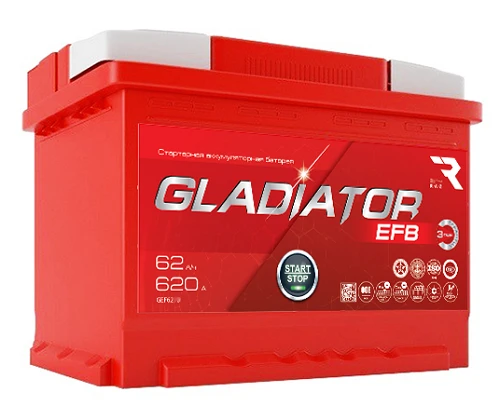 بطارية ستارت من الرصاص GLADIATOR EFB 6ST-62
