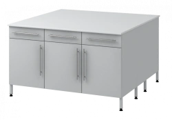 Island table on two supporting metal bollards 1500 OTJAL