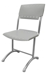 Pupil's chair PRISMA, (Non-adjustable), 7 gr. height, (500 mm), RAL 9006 gloss, plastic grey RAL 7040