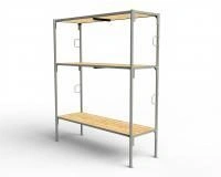 Benches on metal frame