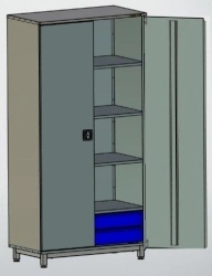 Tool cabinet with 2 drawers and 4 shelves