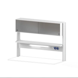 Technological shelving unit with cabinet 360 mm for wall table 1500 TSPSh-36